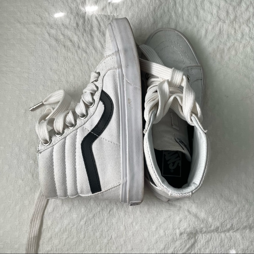 Vans White Sk8 High with Black Stripe